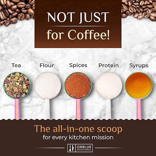 Miniatura 5 de Orblue Juego de cucharas de café de alta calidad, 1 cucharada (0.5 fl oz) y 2 cucharadas (1.0 fl oz), cuchara medidora de café de acero inoxidable y