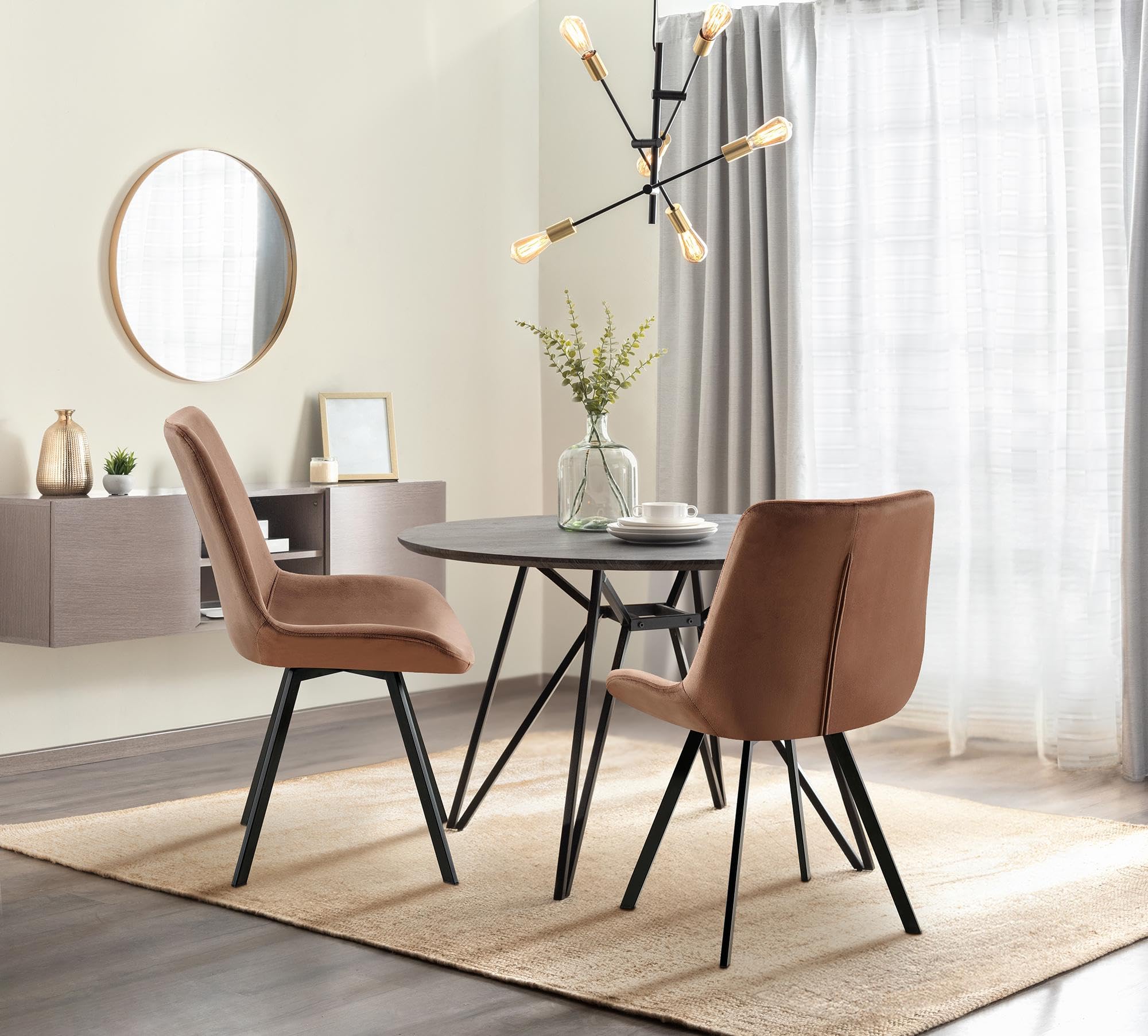 Set Di 4 Sedie Per Sala Da Pranzo In Velluto Blu Scuro Gambe In Acciaio Nero 120 Kg Ml Design - 8