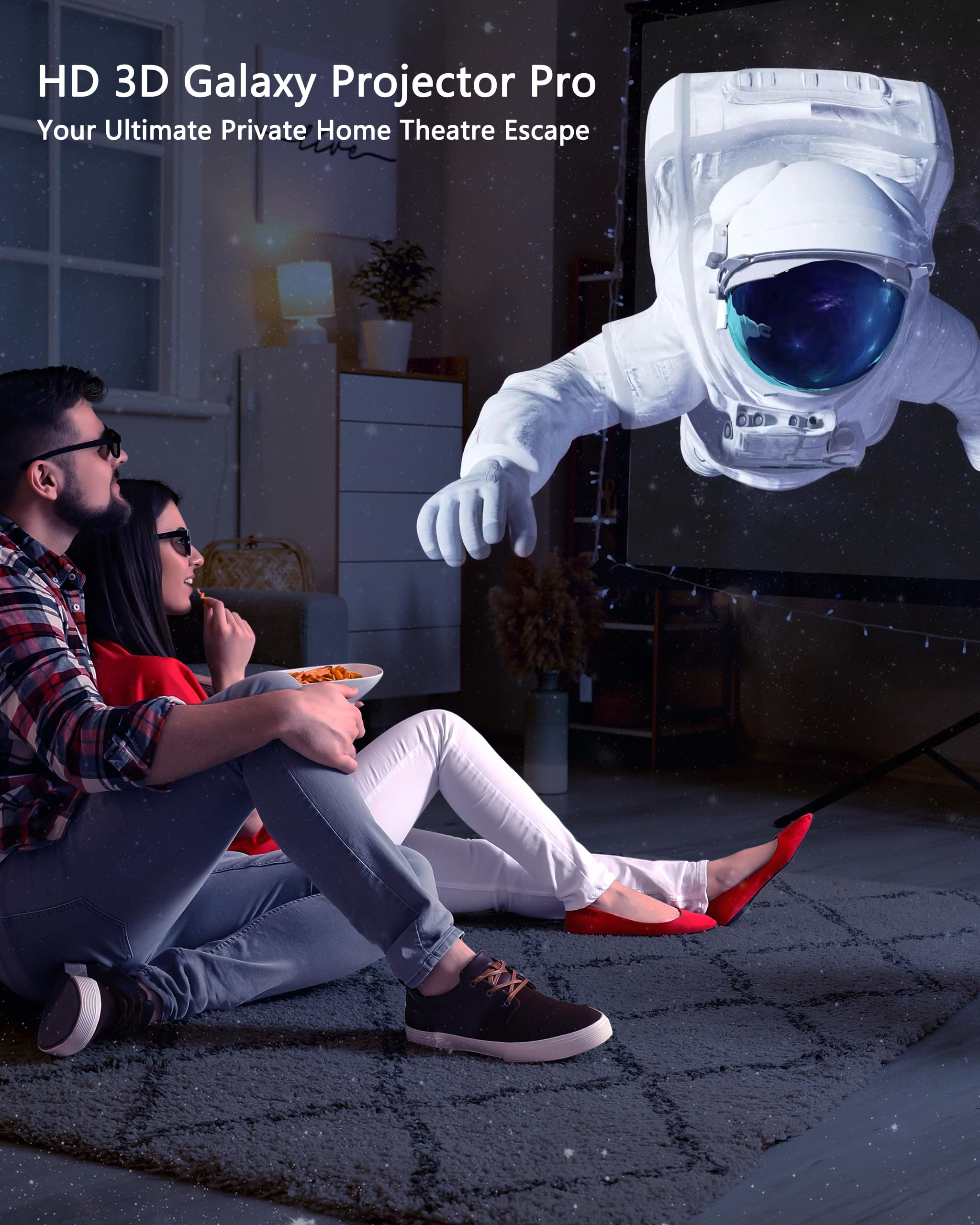 Proiettore galassia 3D, proiettore stella con oltre 65 scene dinamiche, proiettore HD Planetario Luce notturna con altoparlante Bluetooth per stanza, regalo per bambini e adulti, atmosfera