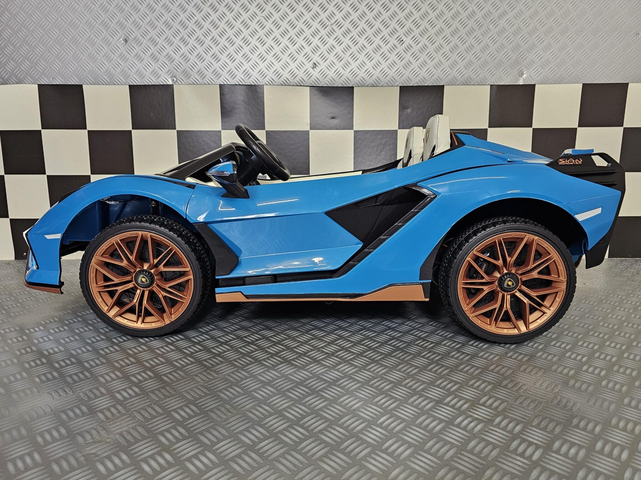 Auto 24 V e 2 posti, per bambini, Lamborghini SIAN, 4 motori da 24 V, RC genitori, sedile in pelle, ruote in gomma, bambini da 1 a 6 anni