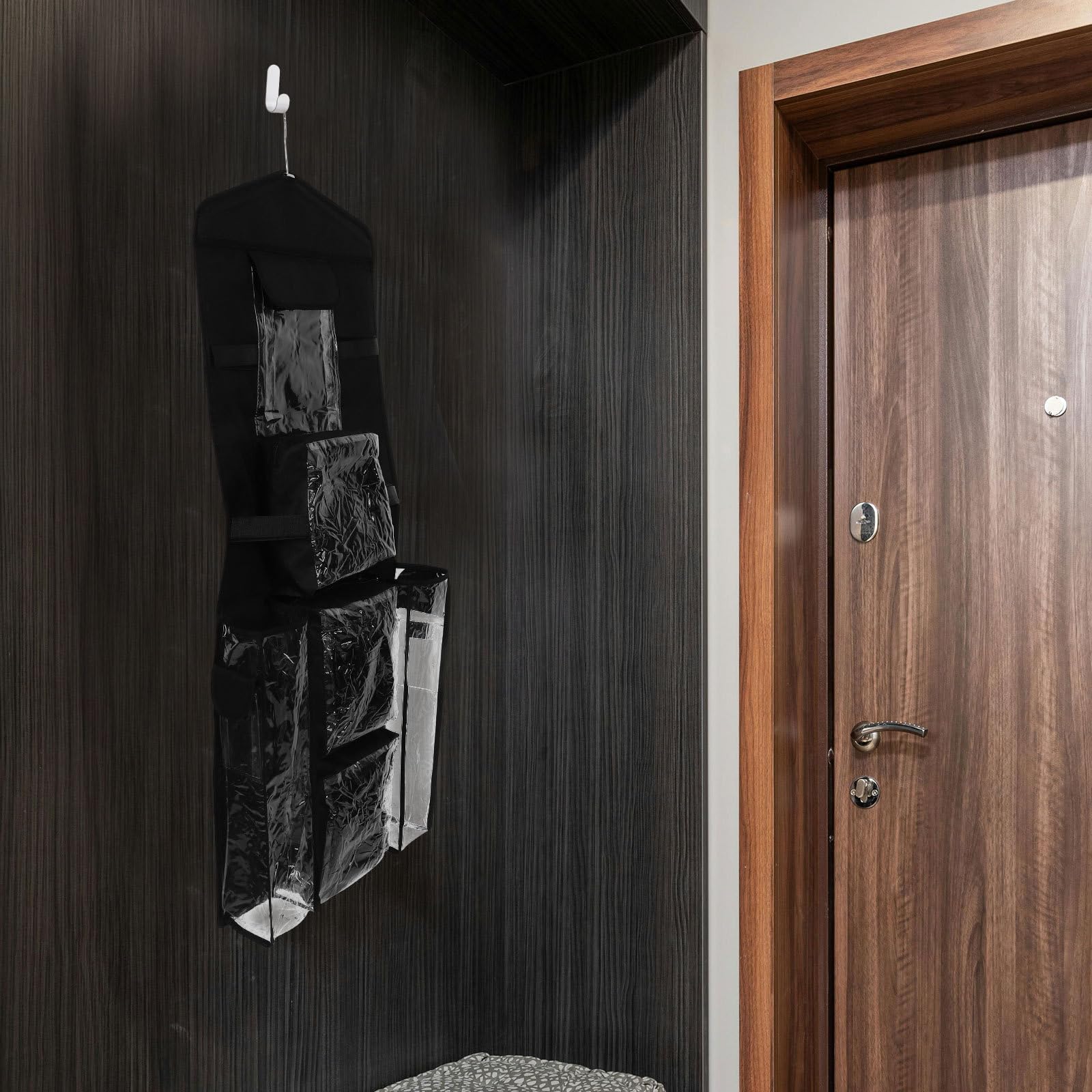 Geschenkpapier Organizer zum Aufhängen mit Mehreren Fächern aus Polyester und Kunststoff Einfache Reinigung Inklusive Haken für Schlafzimmer oder Tür