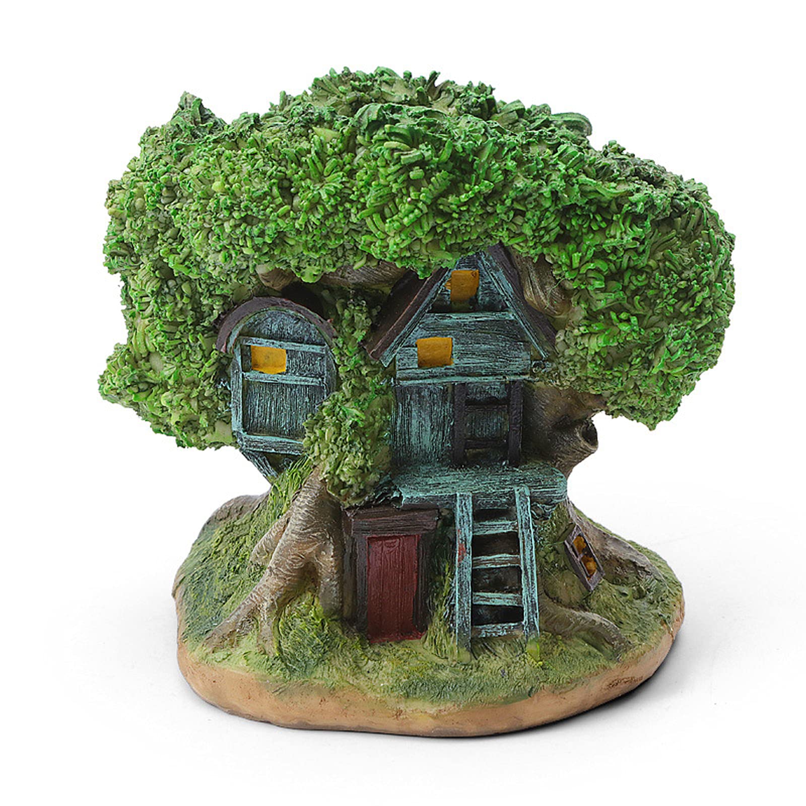 PHNAM Garden Tree House Whimsical Forest 4.7 inches High Fairytale Decoration Home Collectible Flower Pot Statue