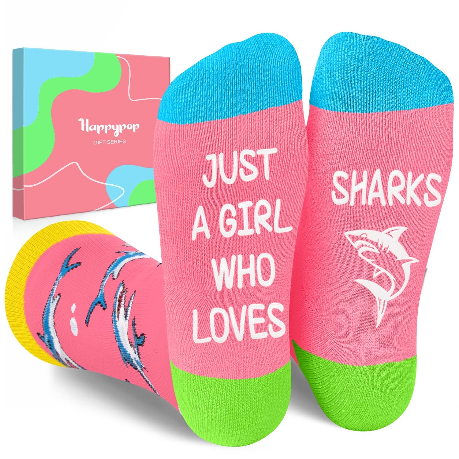 HAPPYPOP Animal Lover Gifts for Women - Mermaid Jellyfish Penguin Hippos Whale Shark Socks