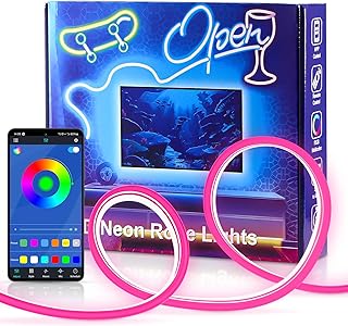 RGB Neon LED Strip 10 m, Bluetooth Wall LED Tube, Outdoor Light Strip, App Control, Music Sync, Ideal for Gaming, Parties …