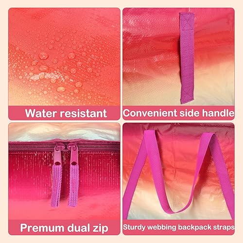 Miniatura 4 de Bolsas de mudanza extra grandes resistentes, paquete de 2 bolsas de almacenamiento impermeables con cremallera y asas, correas de mochila fuertes