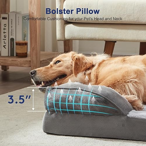 Miniatura 4 de FURTIME Camas ortopédicas para perros de tamaño grande, sofá cama lavable XL para perros grandes, cómodo sofá cama de espuma de apoyo con funda