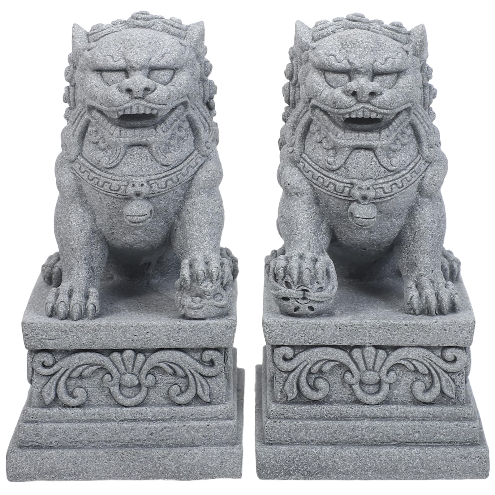 Figurines de lionceau chinois en pierre sculptée Lurrose pour déco bonsaï