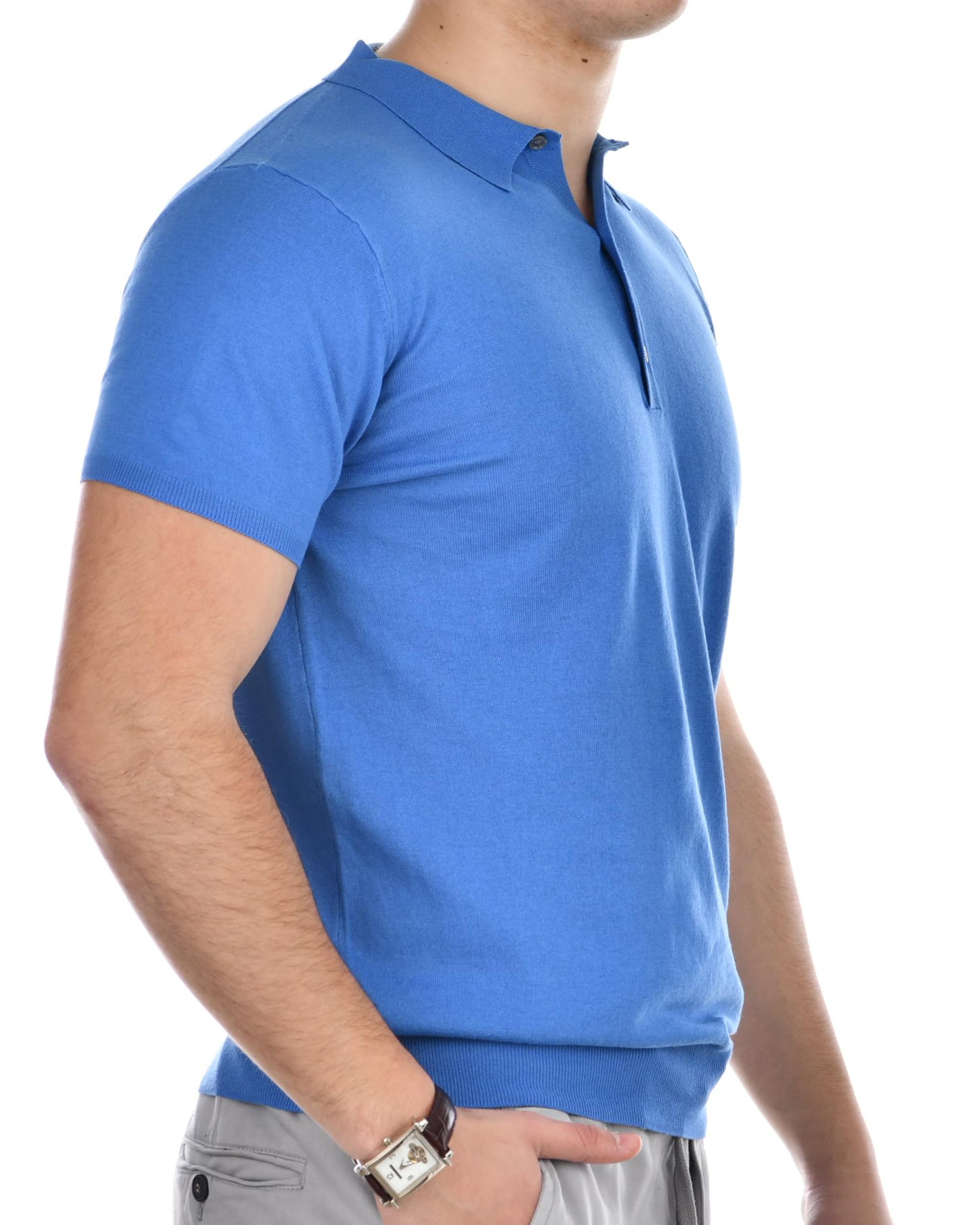Herren Polo Leinen & Baumwolle, Elegantes Sommer T-Shirt, lässiges Poloshirt mit 3 Knöpfen, atmungsaktiv, Slim Fit, leichtes Herrenhemd für Büro, Freizeit & Business