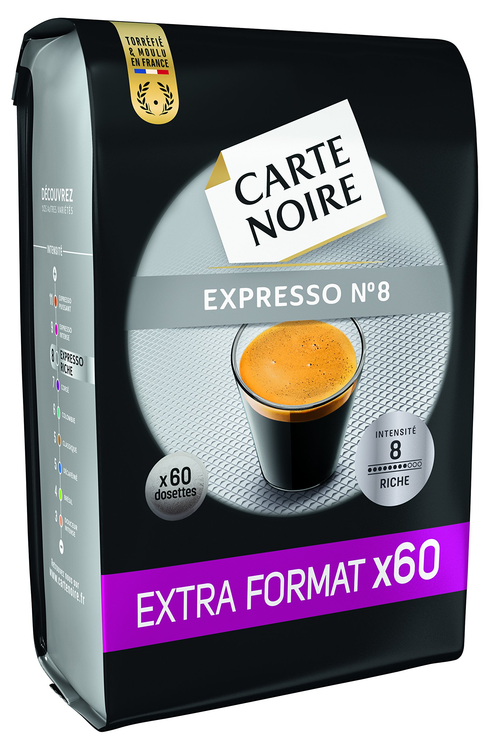 Carte Noire – Café tostado molido expreso N°8 – Lote de 5 – 300 cápsulas espresso individuales flexibles