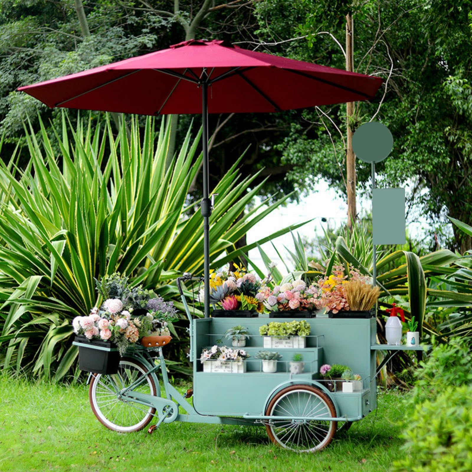 Carrello multifunzionale per la vendita ambulante, espositore per alimenti | Ampio spazio di stoccaggio, carrello portatile per bancarelle di mercato, vendita di fiori e fiere in centri(White)