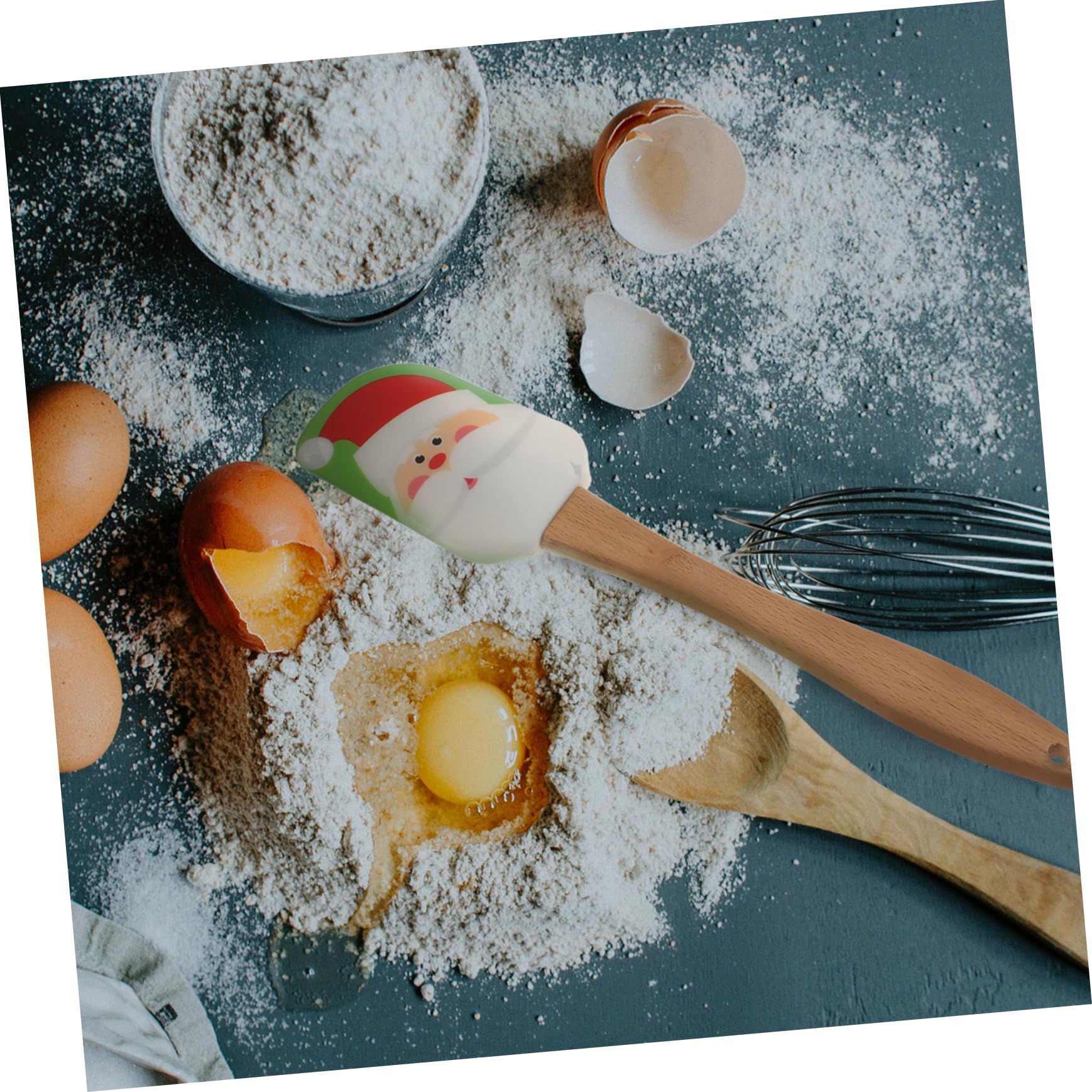 COLLBATH Raschietti per Crema in Silicone Alimentare Natalizi 4 Pezzi, Spatole Flessibili da Forno Manico, Design Creativo Fori per Cucina e Pasticceria