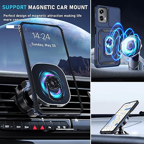 Miniatura 8 de Janmitta Funda compatible con Moto G 5G 2024, funda integrada para lente de cámara deslizante + protector de pantalla + soporte de anillo de dedo,