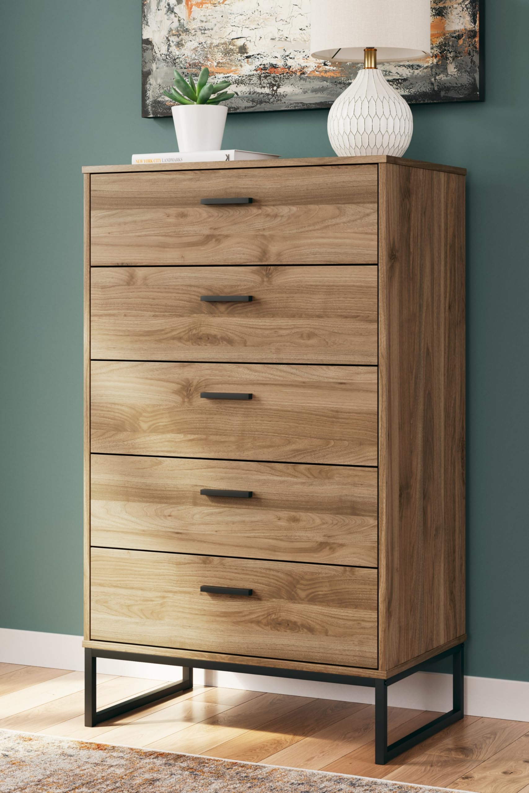 Signature Design by Ashley Deanlow Chest of Drawers, 30" W x 19" D x 51" H, Light Brown & Black