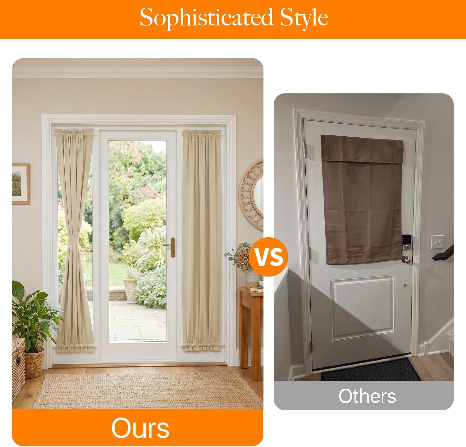 RYB HOME 100% Blackout Sidelight Curtain for Front Door, Dual Rod Pocket image 5