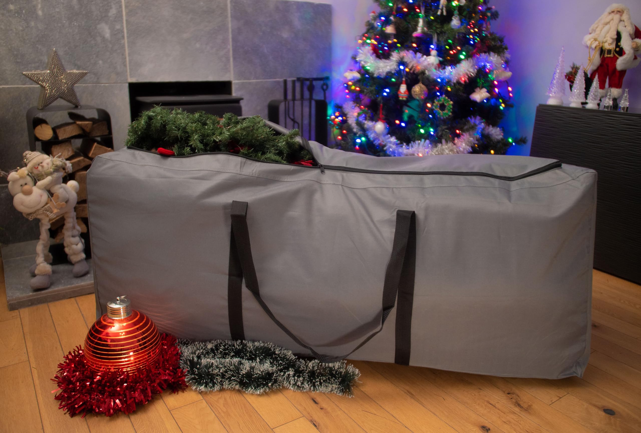 Kingsbridge Aufbewahrungstasche Weihnachtsbaum, XL, Doppelt genähte Nähte, 600D-Gewebe, Tragetasche, für Bäume von 2,2 bis 2,7 m, 3 Wege Reißverschluss zum einfachen Befüllen, LxBxH 140x45x55cm