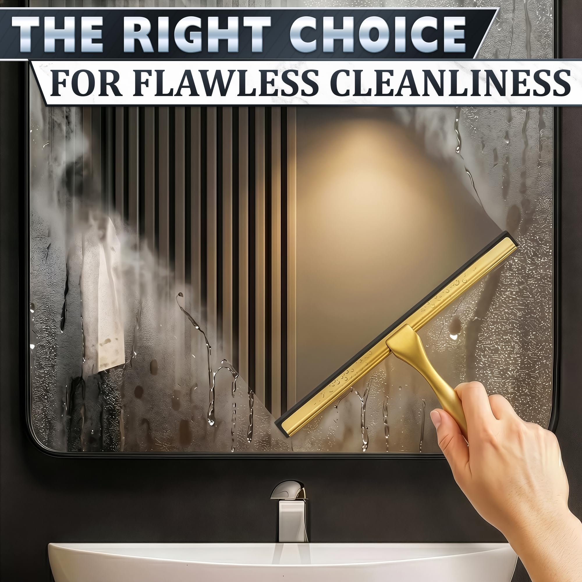 Lavavetri per vetro doccia, lama in silicone da 30,5 cm, in acciaio inox