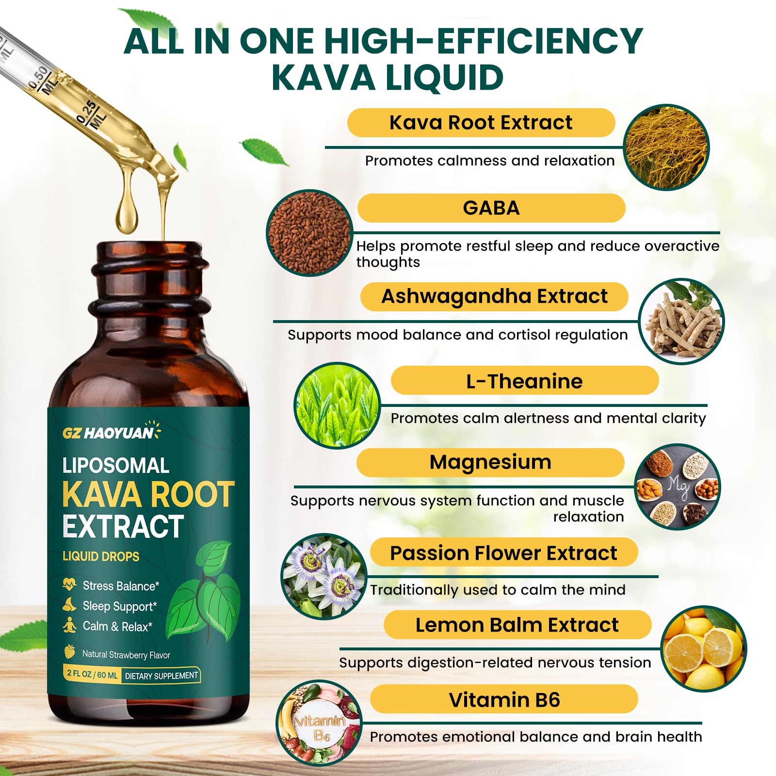 Amazon.com: GZ HAOYUAN Liposomal Kava Kava Root Extract Supplement
