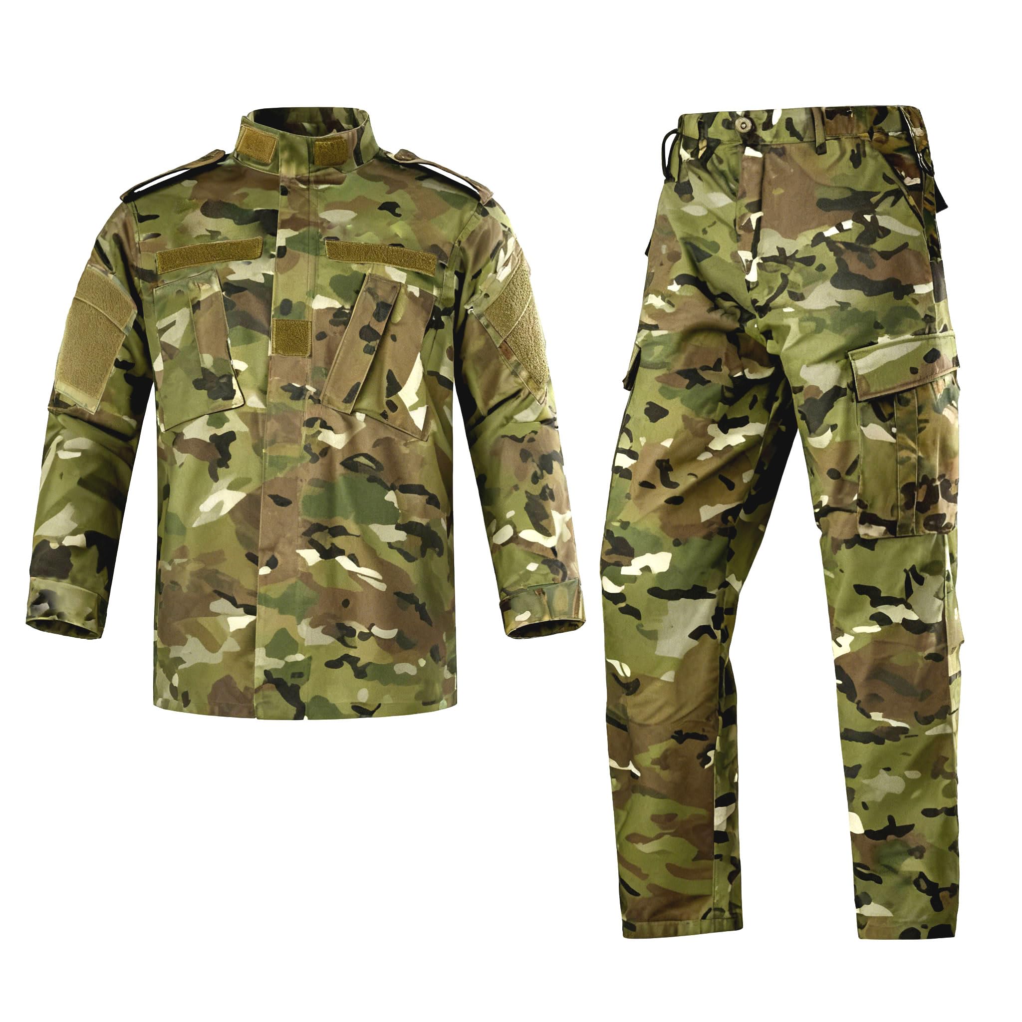 LANBAOSI Men's Tactical Jacket and Pants Military Hunting ACU Uniform 2PC Apparel Suit