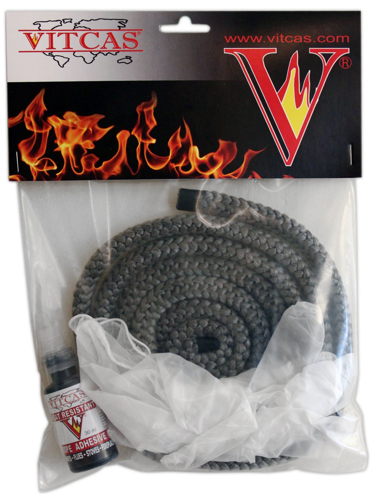 VITCAS Black Stove Fire Rope Replacement Kit 6mm