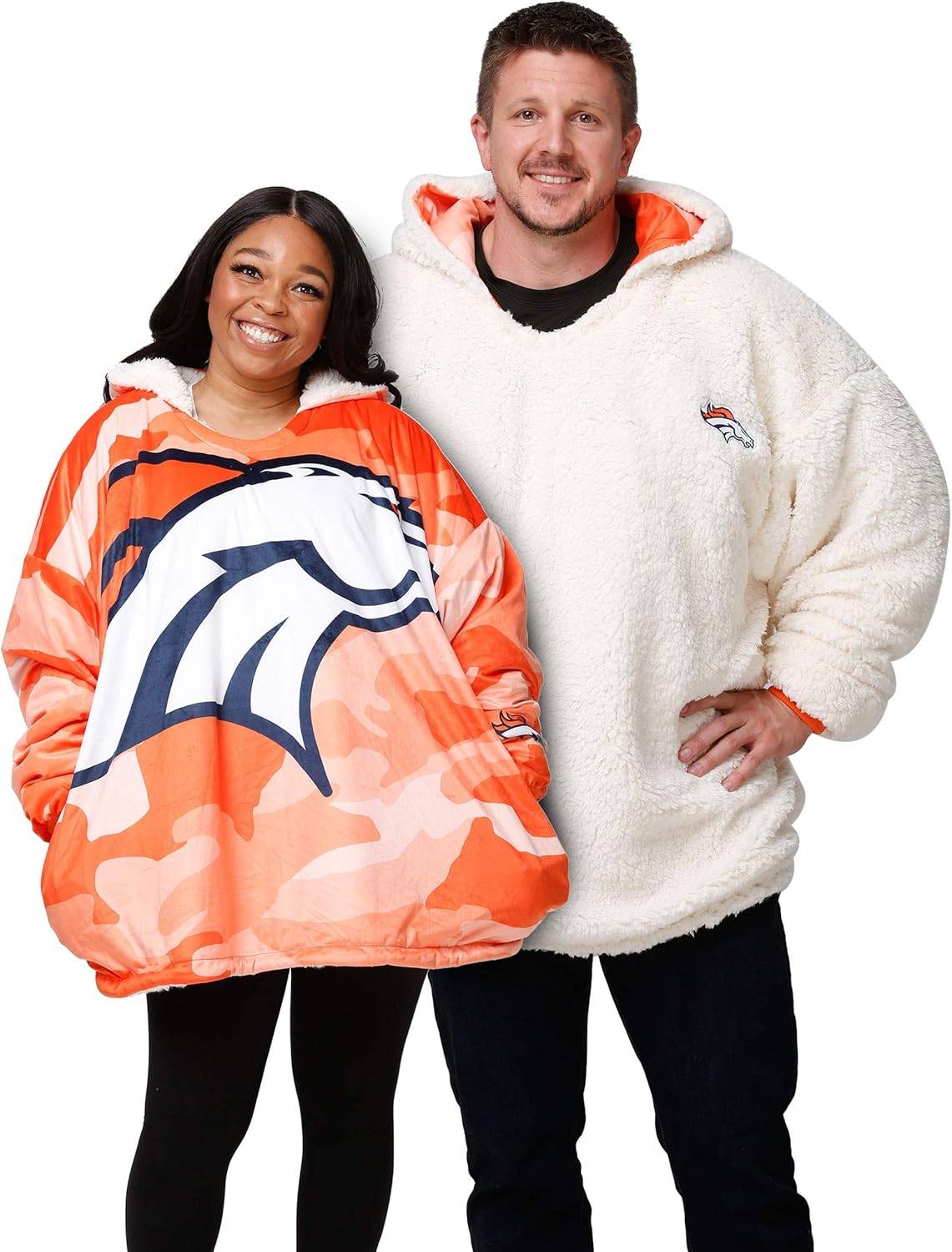 foco NFL Team Logo Reversible Oversized Sherpa Hoodie Sweatshirt Hoodeez