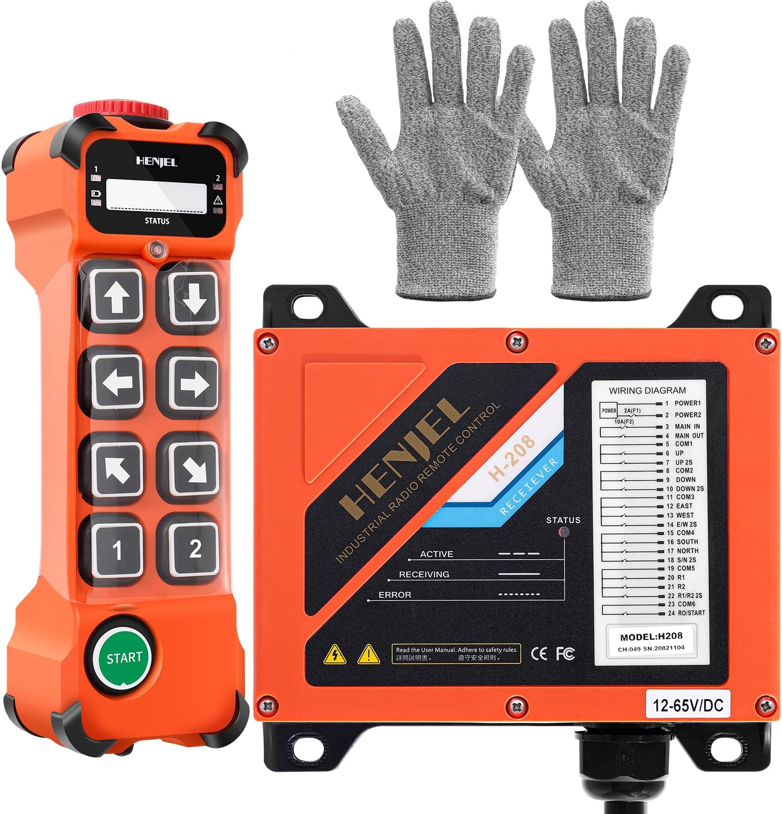 Wireless Crane Remote Control 2 Dual Speed Industrial for Overhead Bridge Travelling Gantry Crane 8 Channel Radio Transmitter and 12V 24V 36V DC Receiver