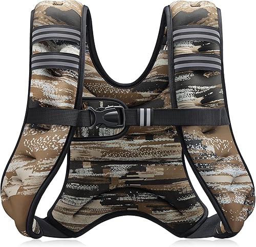 Miniatura 10 de ZELUS Chaleco con peso, chaleco de peso de 6 libras, 8 libras, 12 libras, 16 libras, 20 libras, 25 libras, 30 libras, con rayas reflectantes para