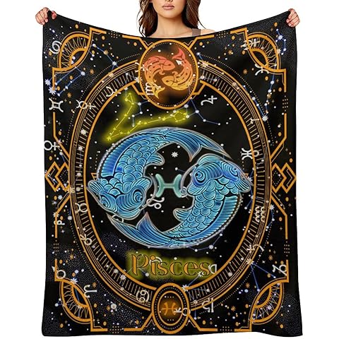 Pisces Blanket Pisces Constellation Blanket Lightweight Zodiac Gifts for Womens Men...