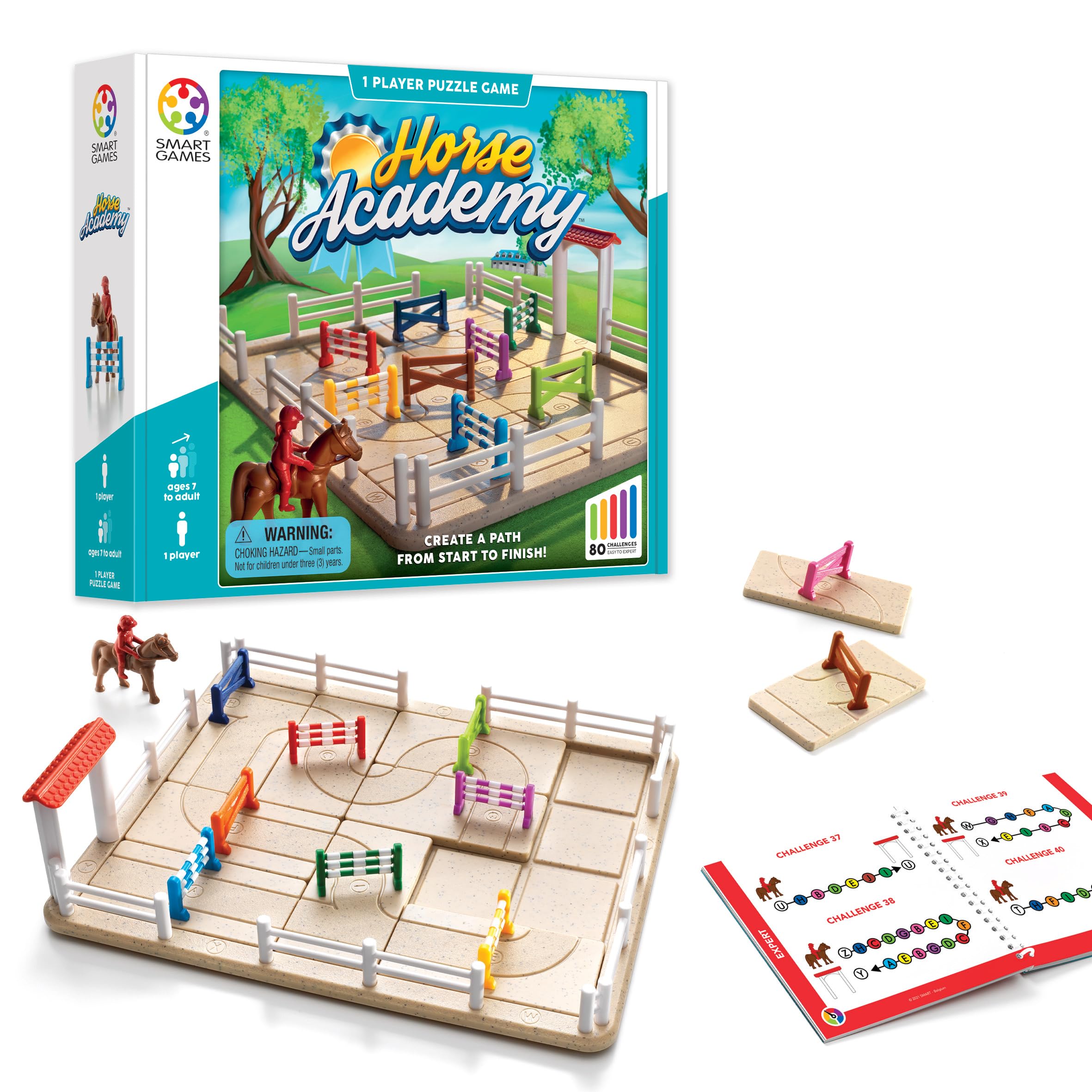 SmartGames Horse Academy Path-Building Game with 80 Challenges for Ages 7 to Adult