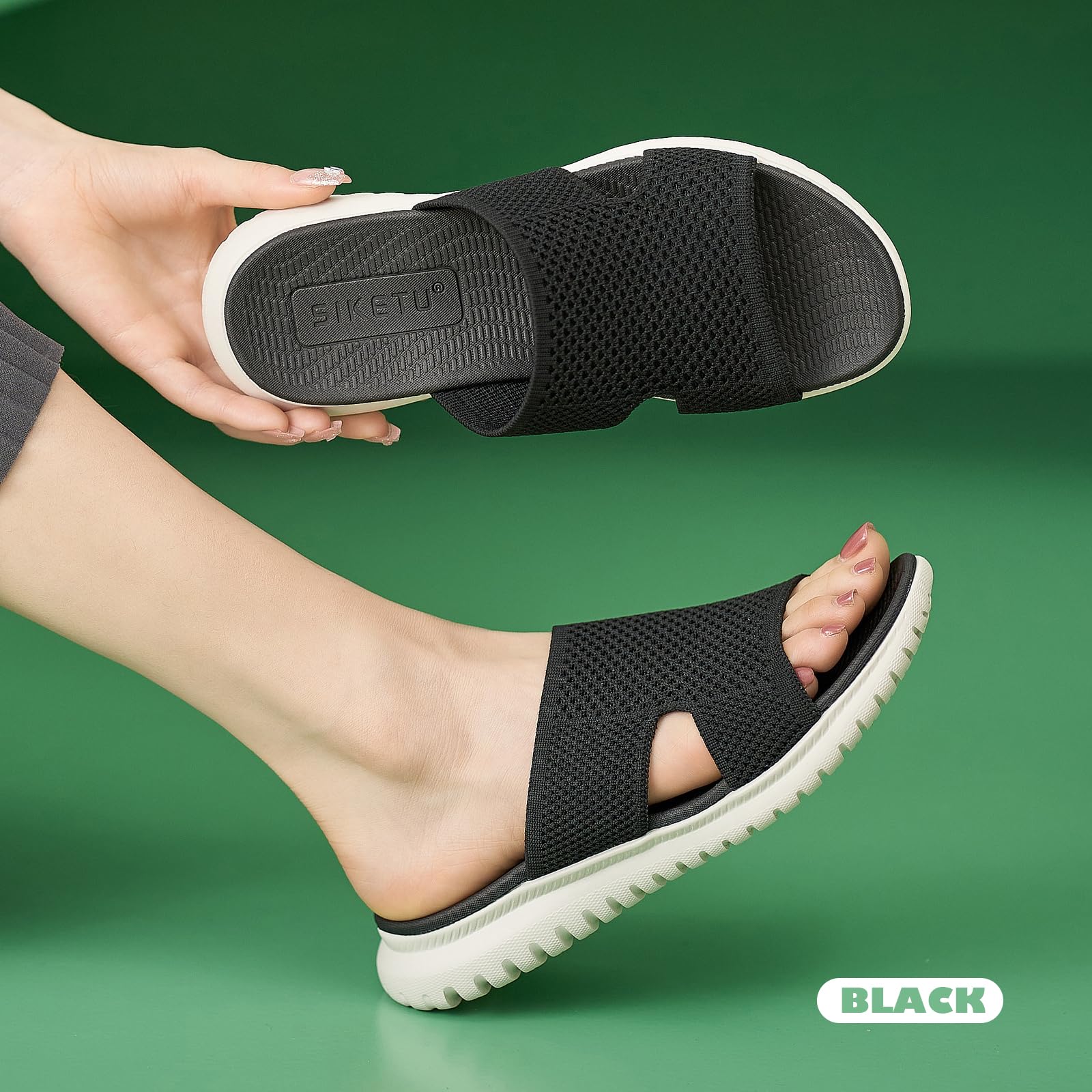 Sandalen Damen Sommer Leichte Bequem Pantoletten mit Weich Fussbett, Gr.35-42