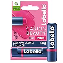 Labello Caring Beauty Lip & Cheek Pink 4.8 g, Burrocacao labbra e guance con una nota di colore rosa, Balsamo labbra colorato e blush stick 2 in 1, Lip balm idratante con protezione SPF 30