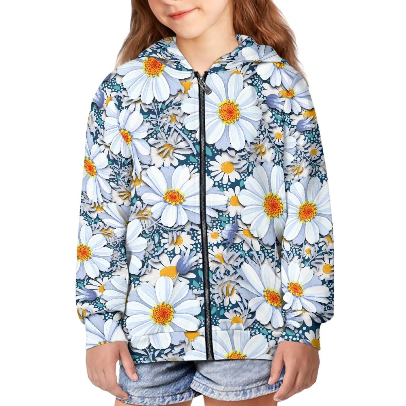 Sweat mignon et doux à capuche fille veste ample zippée - 8