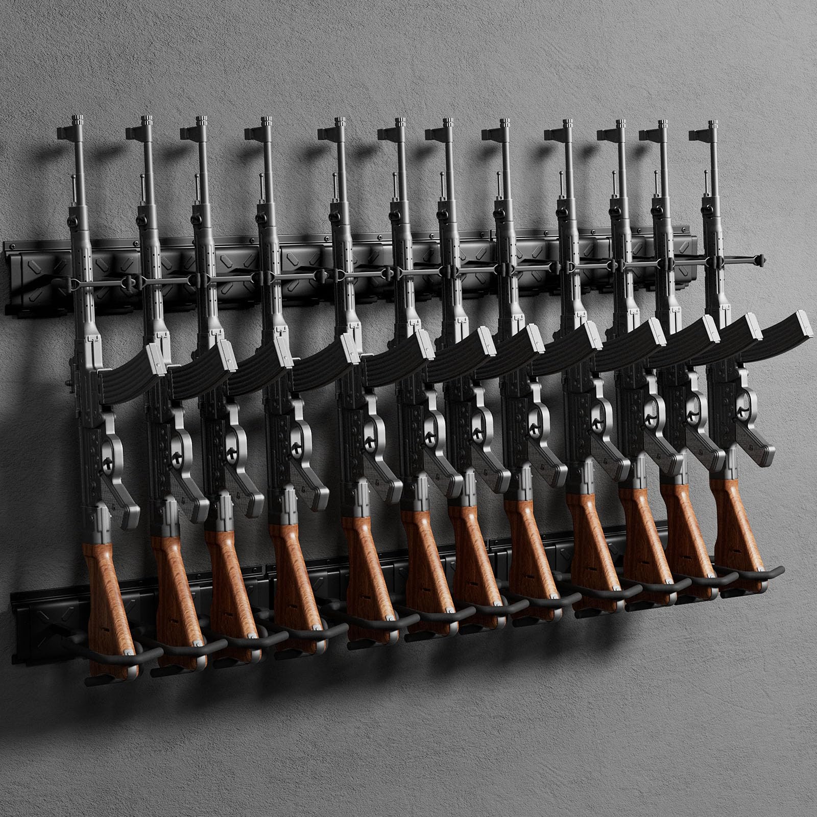 BlackSmith 12 Slot Indoor Gun Rack for Wall, Gun Rack with Lock, Rifle Rack Wall Mount for Cabinet, Office, Door Behind, Alloy Steel