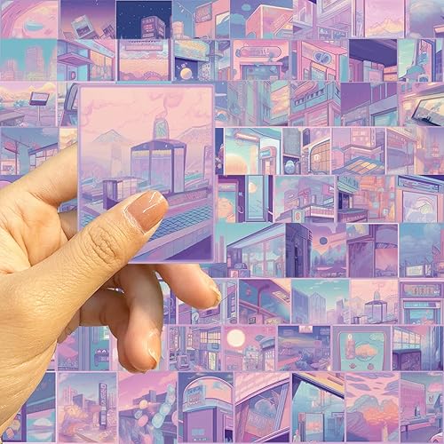 Miniatura 6 de 70 calcomanías de paisaje de anime para adolescentes y niñas, lindas calcomanías de anime japonés para computadora portátil, calcomanías de vinilo