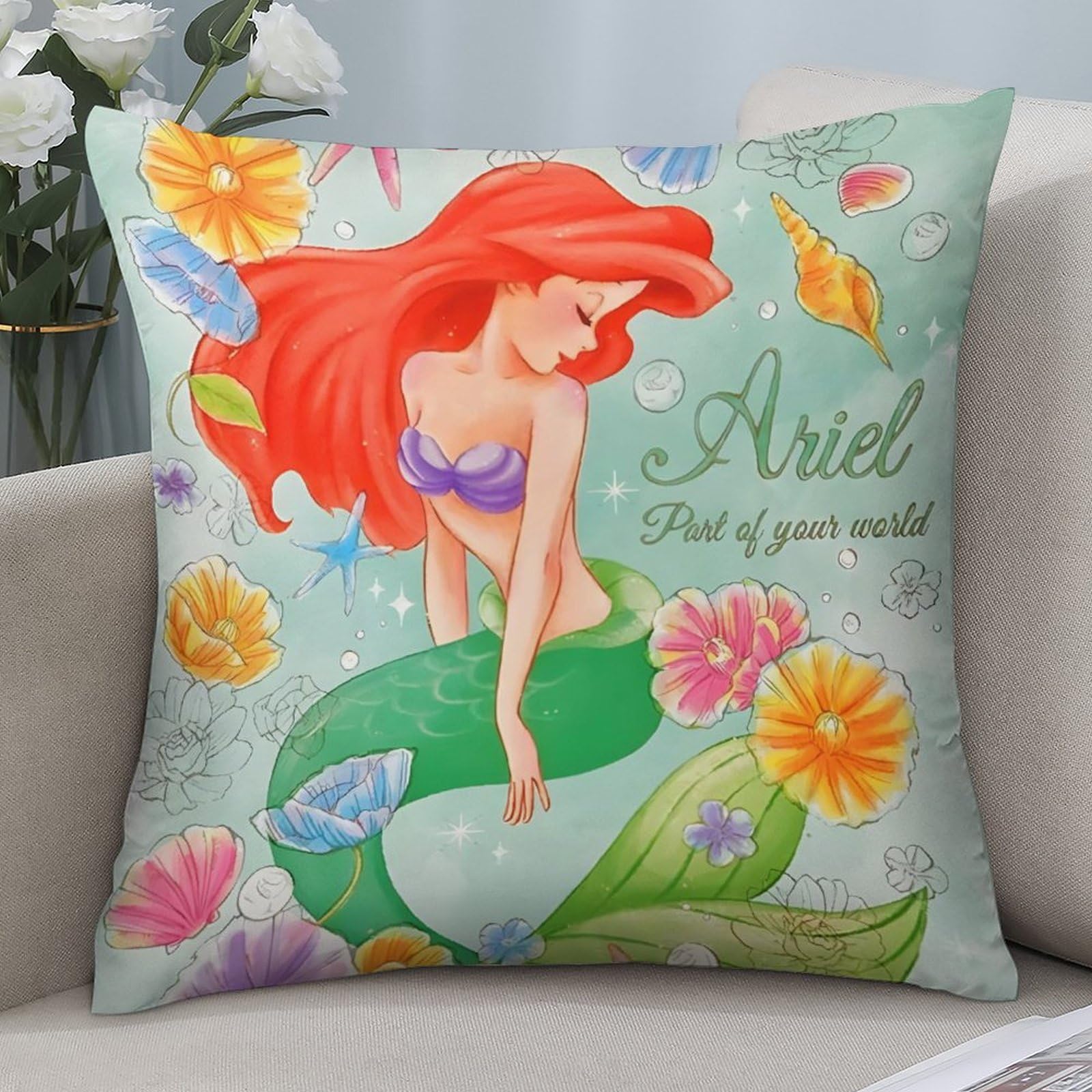 Amazon｜リトルマーメイド アリエルクッションカバー 抱き枕カバー 4枚