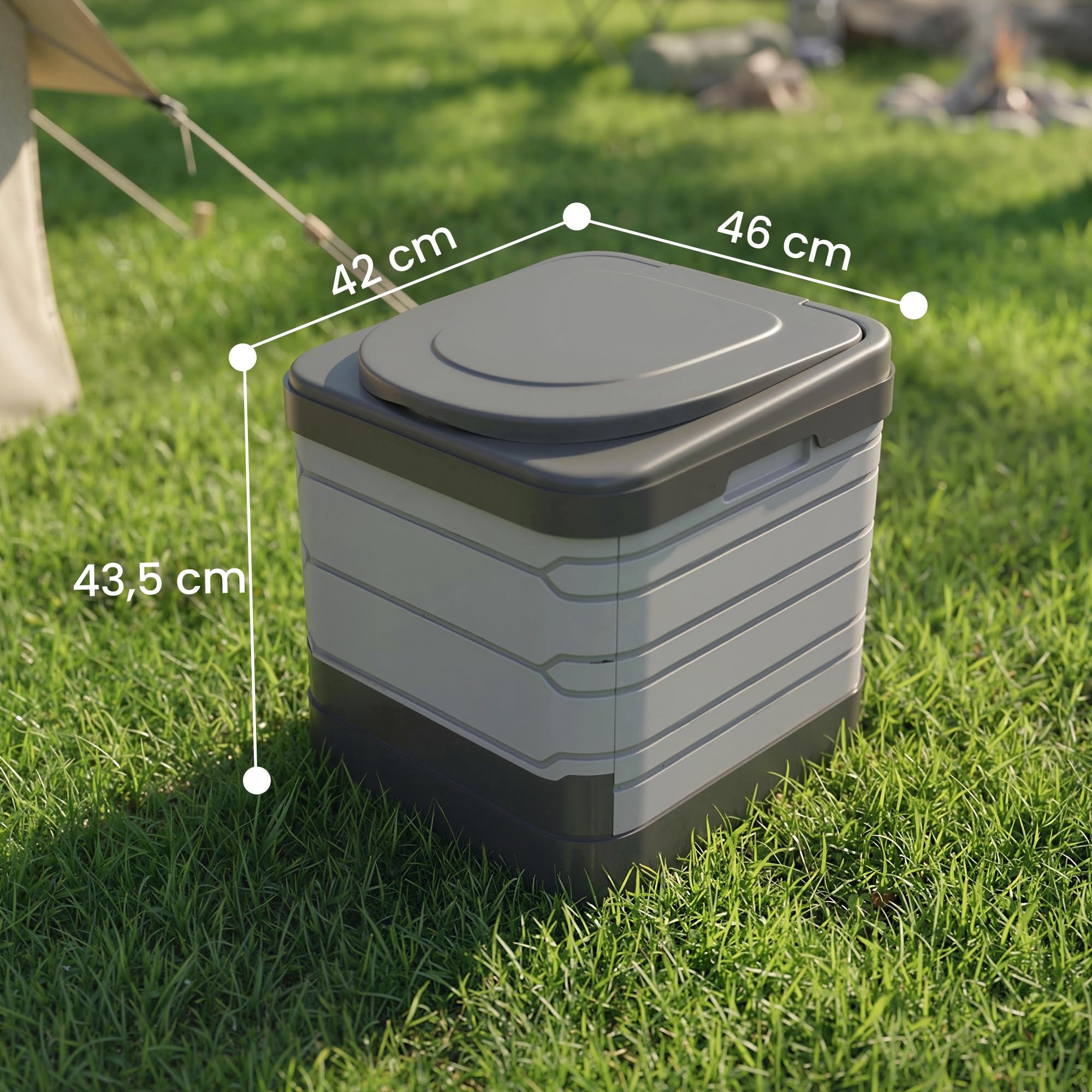 Outsunny Toilette Portable Camping Toilette de Camping pour Hommes et Femmes - Seau Hygiénique pour Voiture avec 12 Sachets Coagulants et 12 Sacs Jetables, Gris