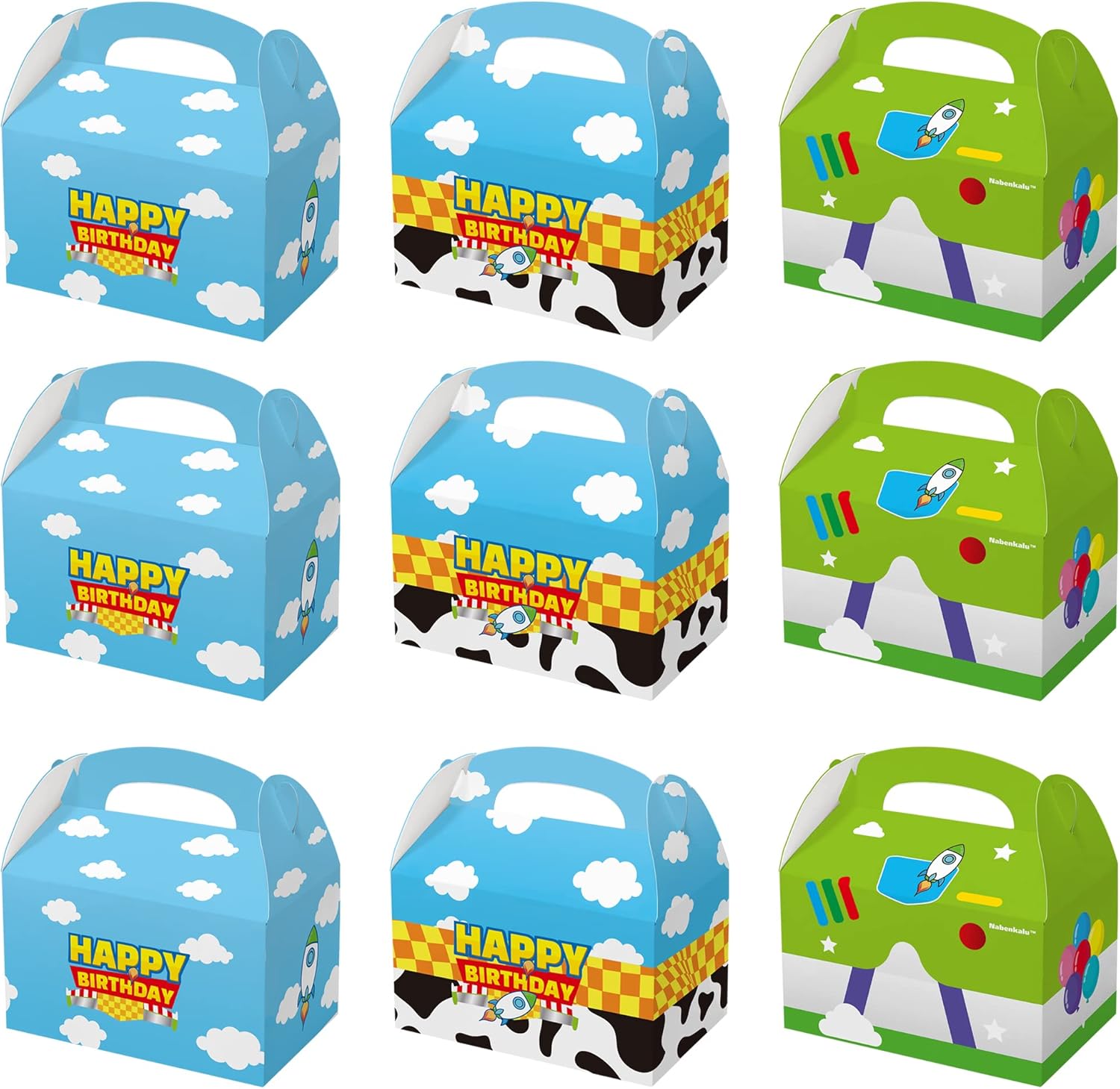 Nabenkalu Cartoon Story Party Boxes 15pcs Toy Inspired gift Goodie bags for Toy Theme Birthday Decoration Kids Boys Girls Party Supplies