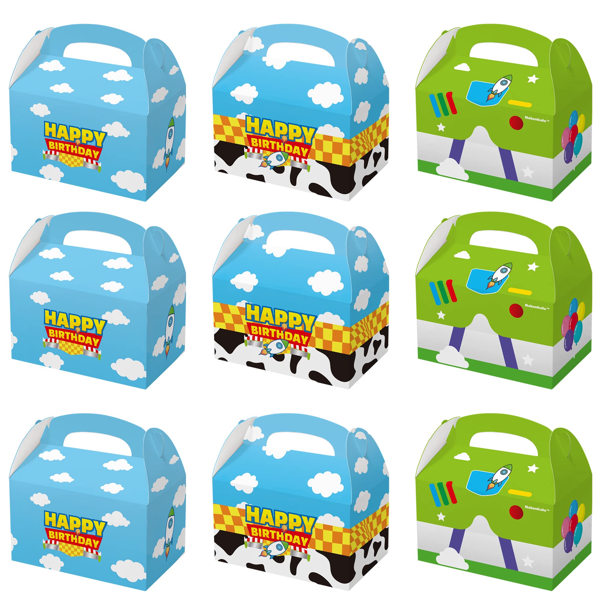 Nabenkalu Cartoon Story Party Boxes 15pcs Toy Inspired gift Goodie bags for Toy Theme Birthday Decoration Kids Boys Girls Party Supplies