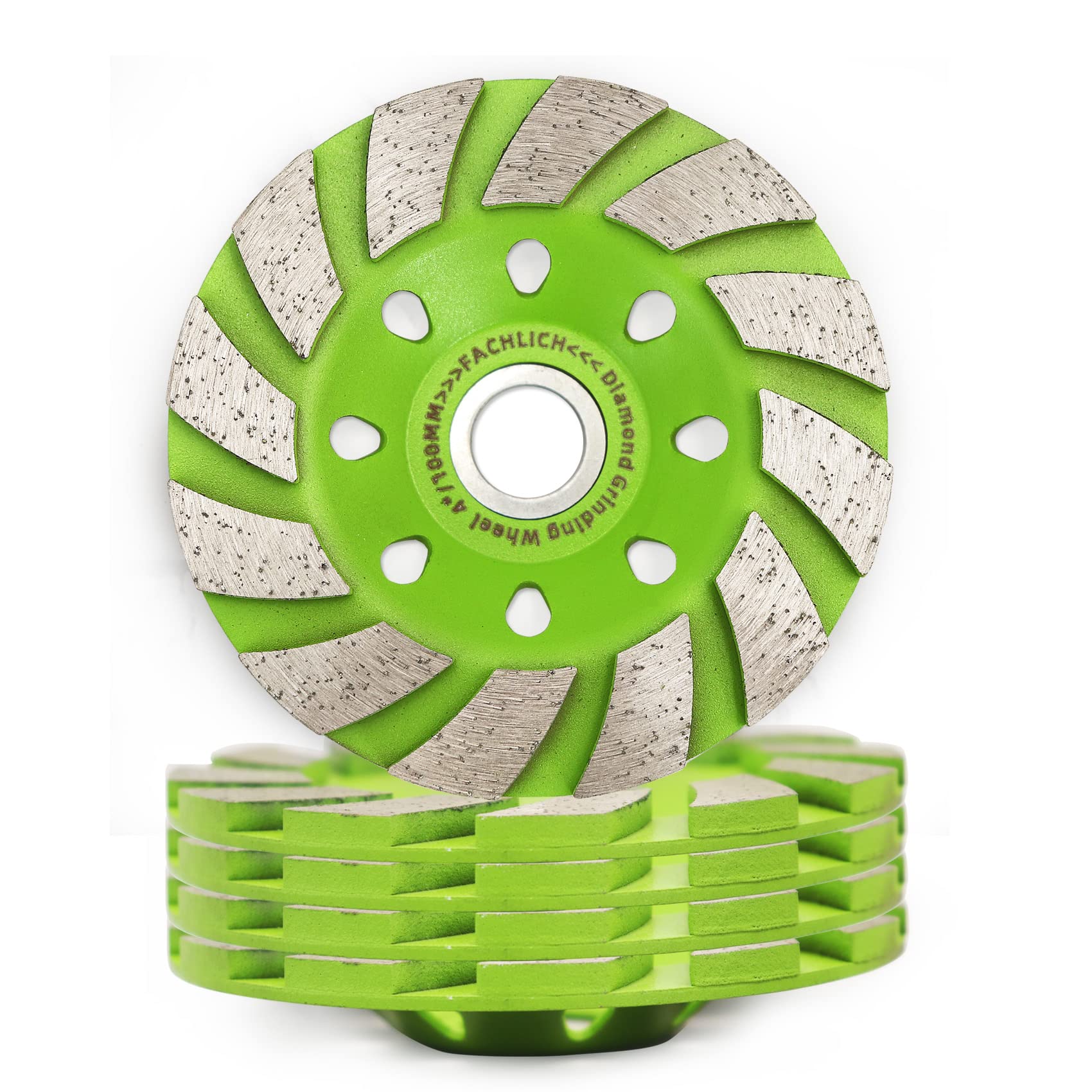 FACHLICH Concrete Grinding Cup Wheel, 5pcs 4 inch 100mm 12-Segment Heavy Duty Turbo Row Diamond Cup Grinding Wheel, Angle Grinder Disc,for Granite Stone Marble Masonry Concrete