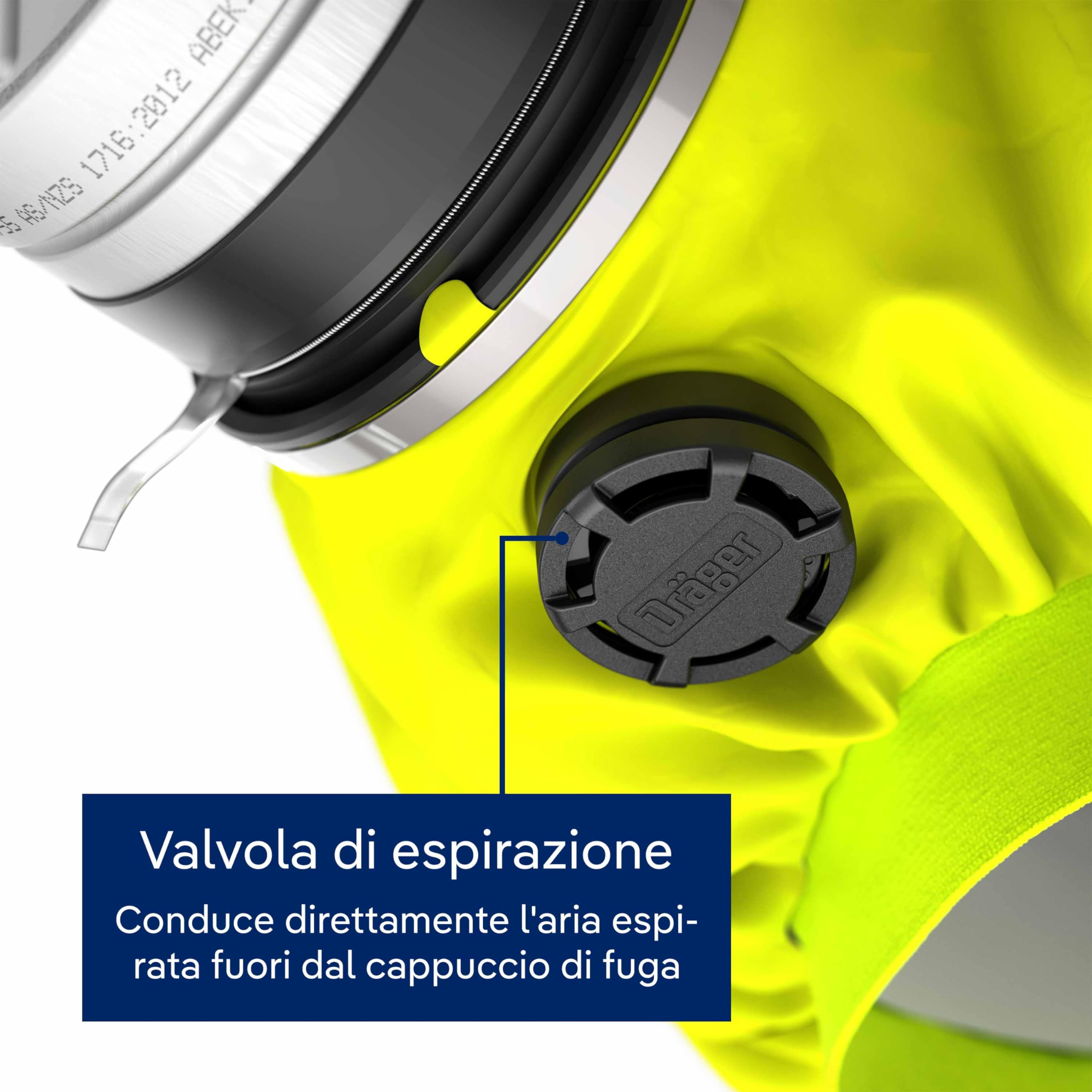 Dräger PARAT 7520 Cappuccio di emergenza con filtro combinato ABEK CO P3| Adatto per aree industriali e fuga in caso di incendio |Confezionato in un contenitore di tessuto