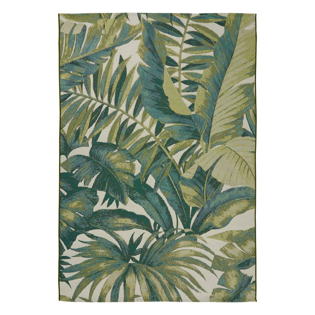 Atmosphera - Tapis Intérieur Et Extérieur Kepa 150 x 100 cm, Motif Végétal, Déperlant - pour Salon, Terrasse, Balcon
