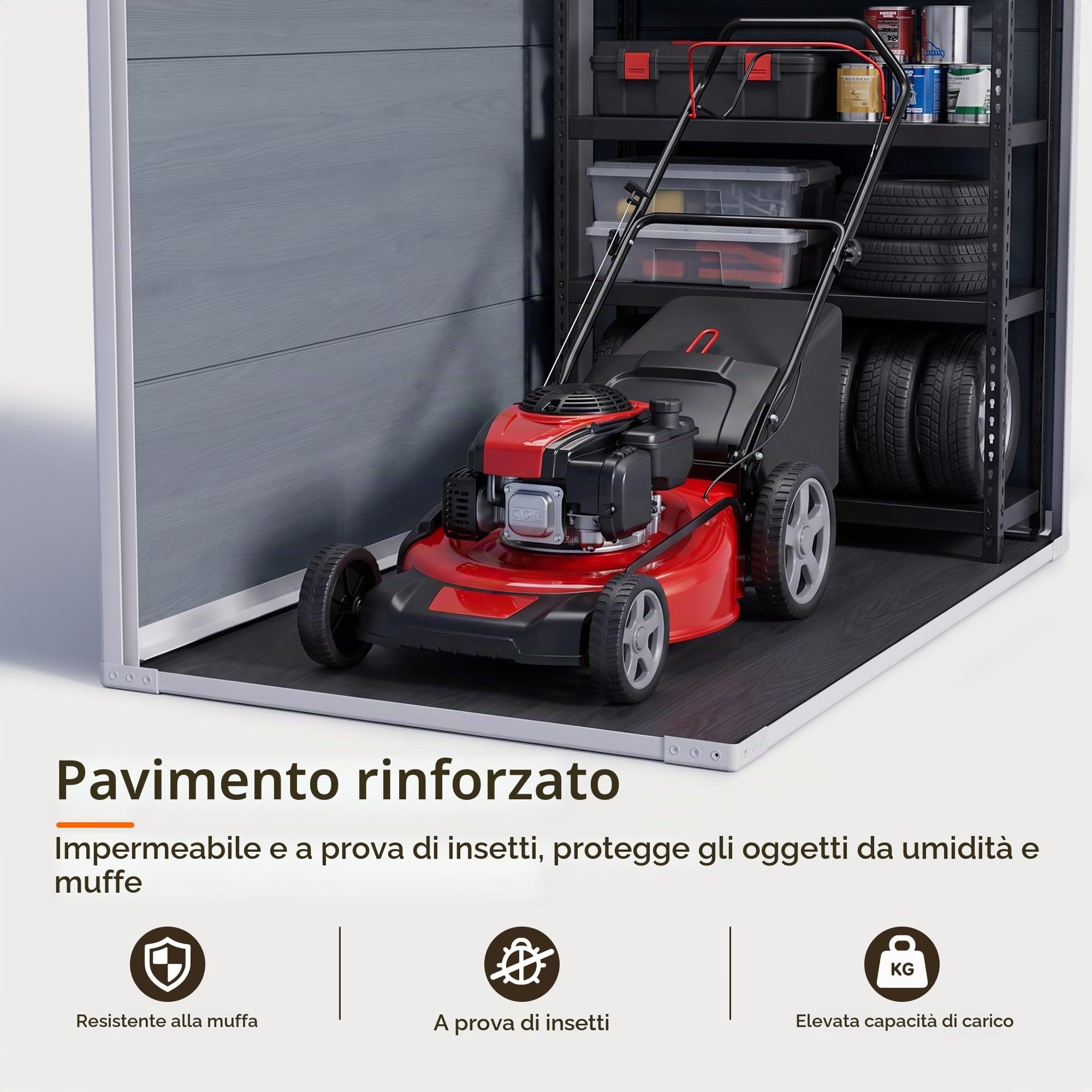 Casetta da Giardino in Resina,Capanno Porta Attrezzi Intemperie con 1 finestra, 1 porta 156×104×186 cm,Grigio