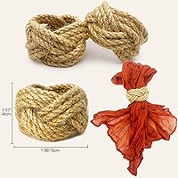 Vista 2 de WINGFISH Juego de 24 servilleteros tejidos de arpillera de yute a granel para mesa de comedor, servilleteros náuticos, decoración de mesa