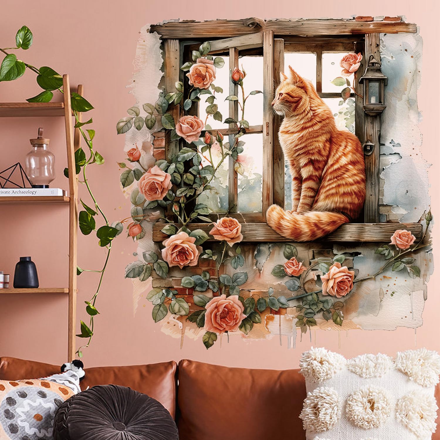 Cute Kitten Reflection Wall Decal – Removable Vinyl Sticker For Kids' Room, Living Room, Bathroom - View #6