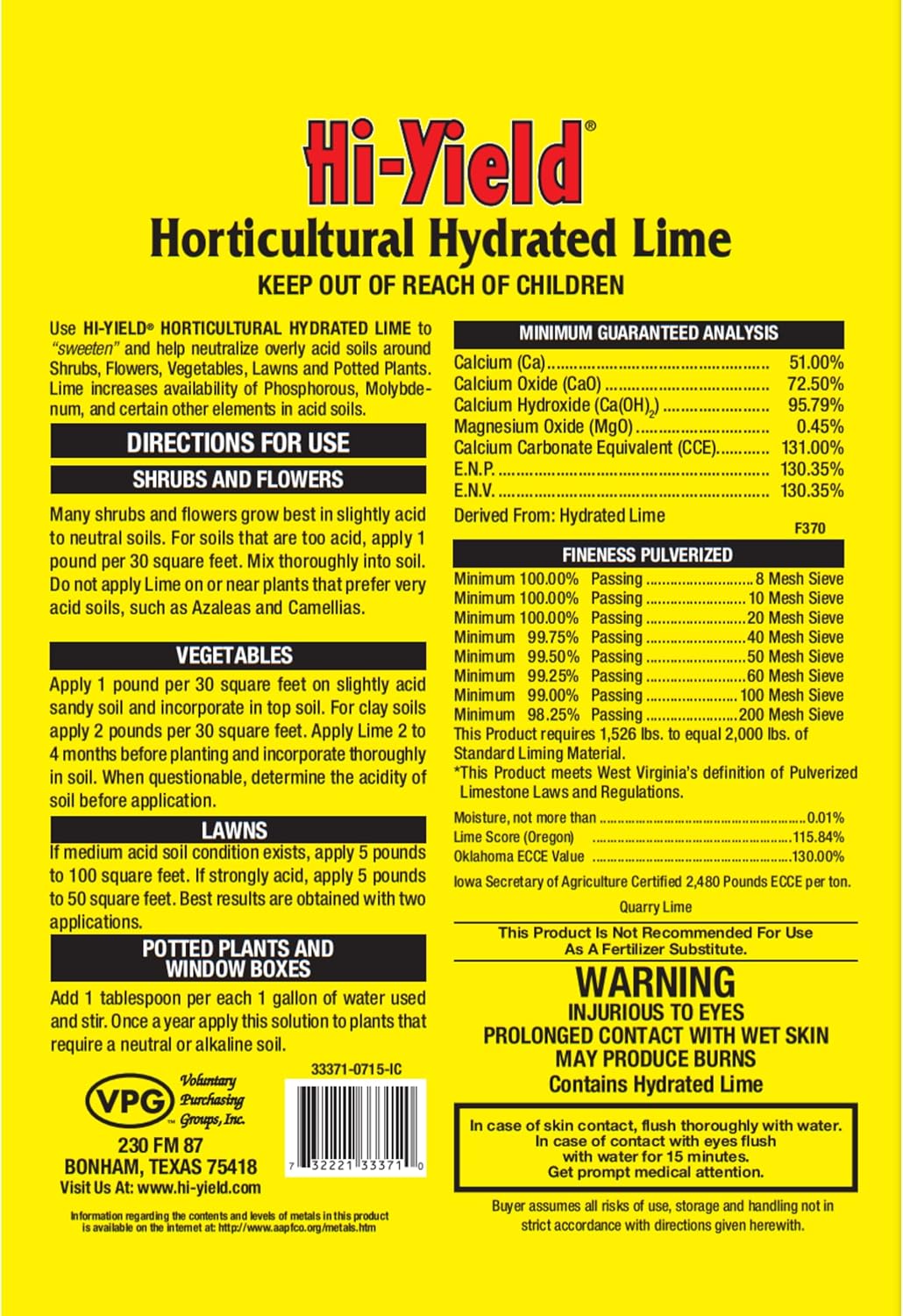 Hi-Yield (33371) Horticultural Hydrated Lime (5 lbs.)