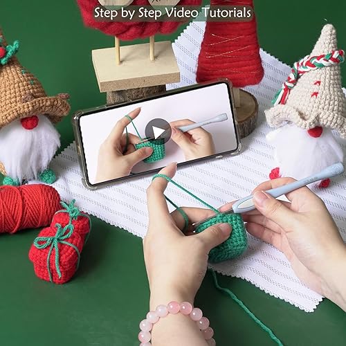 Miniatura 3 de ECHCOSAY Kit de ganchillo para principiantes, kit completo de ganchillo con tutoriales en video paso a paso, kits de inicio de ganchillo regalo de