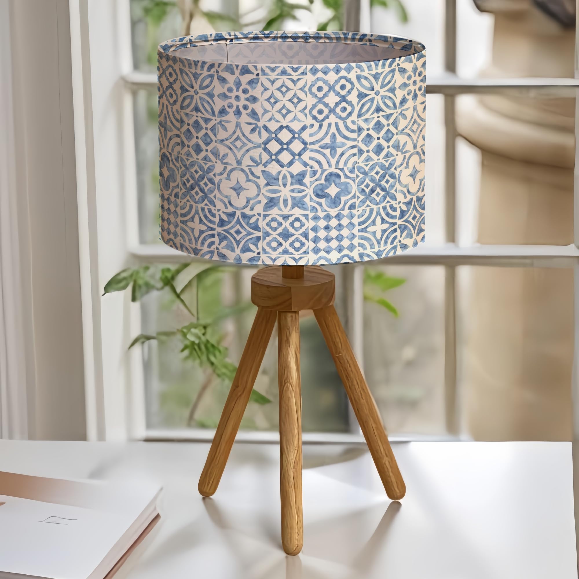 Bellaluma LAMPARAS de Mesita de Noche Lampara Mesita Noche Lamparitas Mesita Noche Lampara de Mesa Candeeiro Mesa de Cabeceira Lampara Dormitorio Lampara Sobremesa Lampara Salon (Blue Tile, 1 unidad)