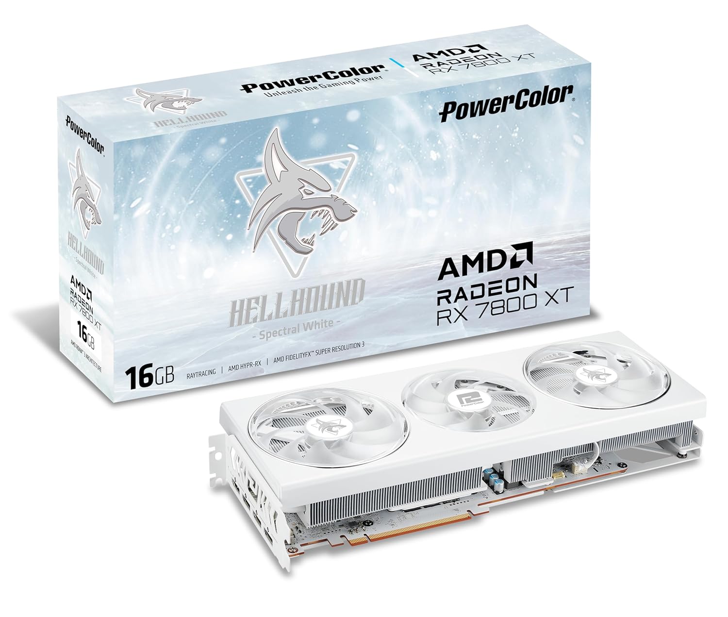 PowerColor Hellhound Spectral White AMD Radeon RX 7800 XT 16GB GDDR6 Graphics Card
