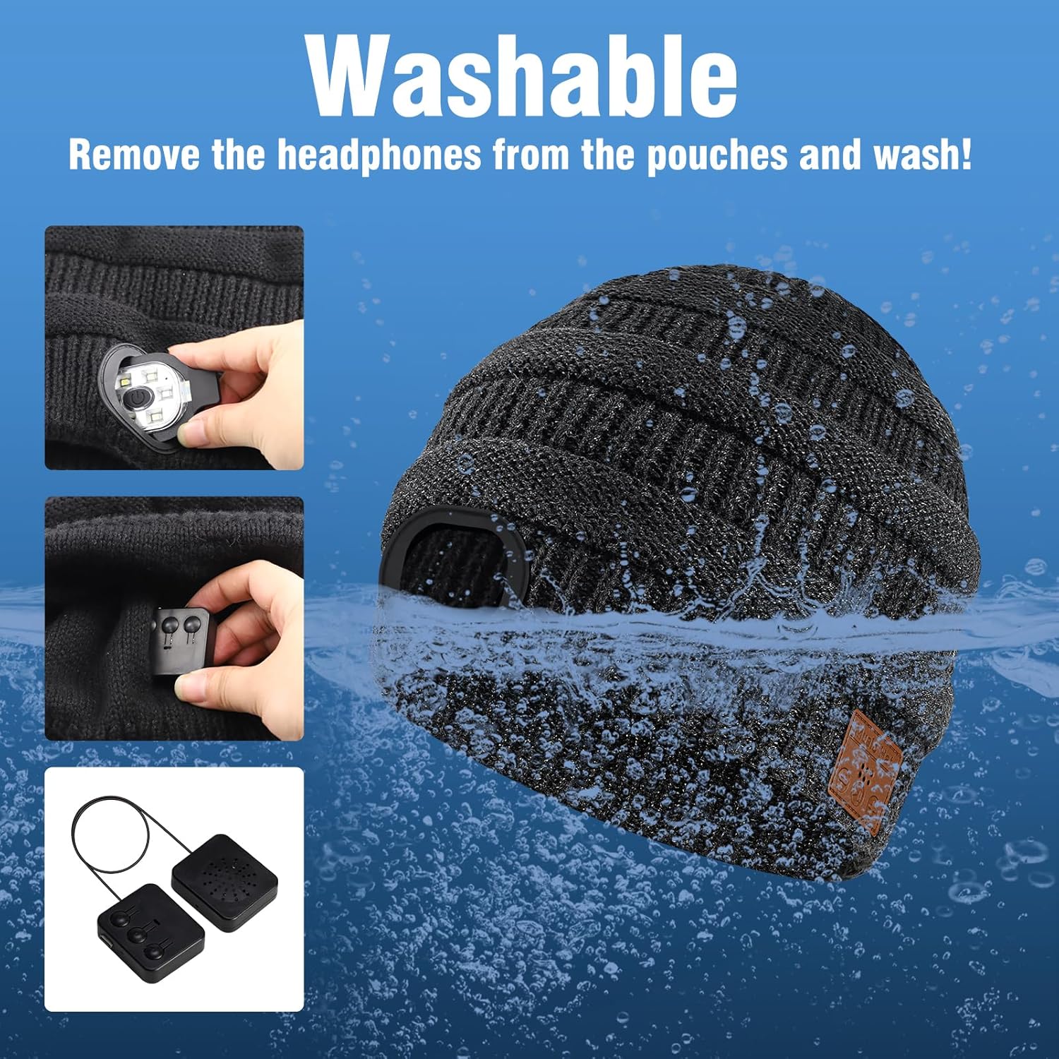 Rotibox Bluetooth Beanie Hat with Light, Music Knit Hat with Headphones for Outdoor Sports,Gifts for Men, Stocking Stuffers for Men - Image 7