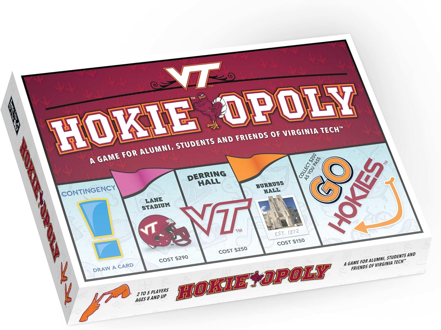 Late for the Sky Virginia Tech Va Techopoly Campus Board Game & Property Trading, Family Game for Fans, 2-6 Players, Alumni and Student Gift, College Landmarks and Tokens
