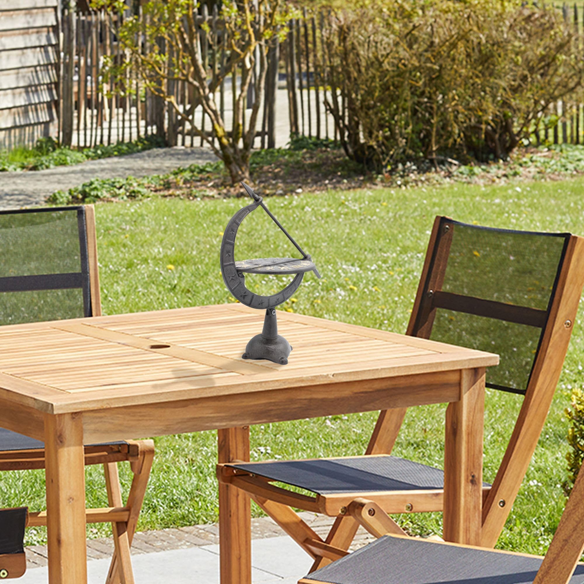 Fishtec - Cadran Solaire Antique en Fer forgé - Gnomon Fonctionnel Chiffres Bien Visibles 32 x 15 cm résistant aux intempéries - Décoration élégante pour Jardin terrasse et extérieur à Poser